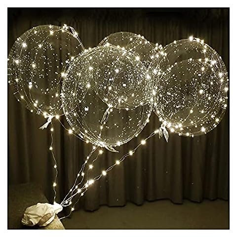 Lightsfever LED Light up Party Balloons with Batteries, 22 inch warm white Big Size Clear Bobo Balloons for Helium or Air(12 pack warm white) Cover