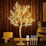 Hairui Lighted White Twig Tree with Fairy Lights 4FT 150 LED Lights for Halloween Christmas Home Holiday Decoration Indoor Outdoor Use