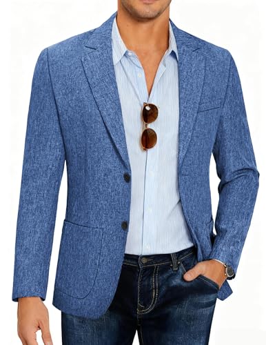 COOFANDY Men Linen Summer Blazer Stylish Regular Fit Linen Sportcoat