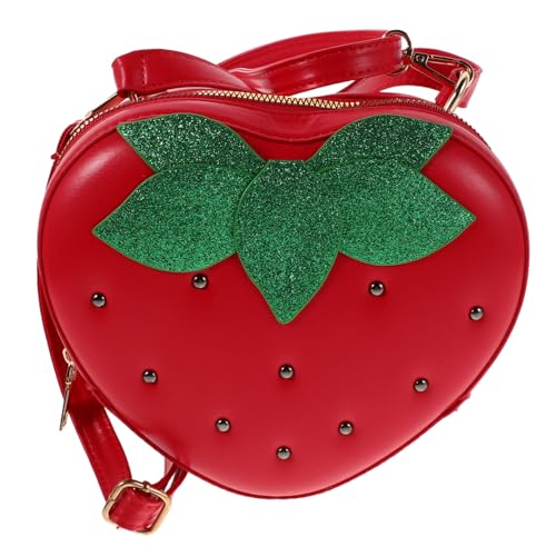 Sac à bandoulière fraise résistant en cuir PU pour les sorties des enfants