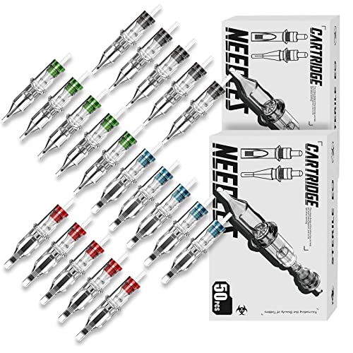 Image of Wormhole Tattoo Cartridge Needles 50pcs Assorted Tattoo Needle Cartridges Mixed 3RL 7RL 7RS 9RM 9M1 Round Liner Shader Magnum Round Magnum Disposable Tattoo Needles Cartridge for Tattoo Artist