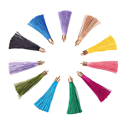 Danlingjewelry 100 Pcs 60Mm Polyester Tassel Pendants Silky Sewing Tassel With Caps For Key Chain Straps Diy Mixed Colors #TOP8