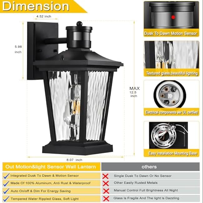 Dusk to Dawn Outdoor Light,Front Door Lights, Porch Light,Outdoor House Lights Wall Mount,Exterior Light Fixture,Exterior Wall Lantern