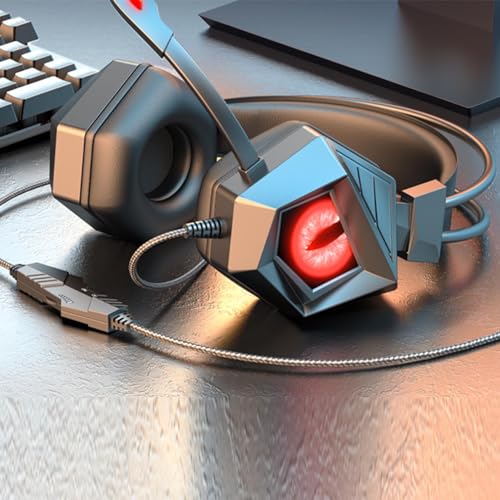 Image of Pongnas Wired Gaming Headset with Clear Stereo Sound Noise Cancelling Mic Ergonomic Over Ear Design for PC Blue