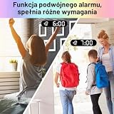 ThreeH Budzik z projektorem z 11 kolorami RGB, zmieniającym się lustrzanym wyświetlaczem LED, cyfrowy zegar z przyłączem USB do ładowania, funkcja drzemki, 6 regulowanych poziomów jasności, czarny
