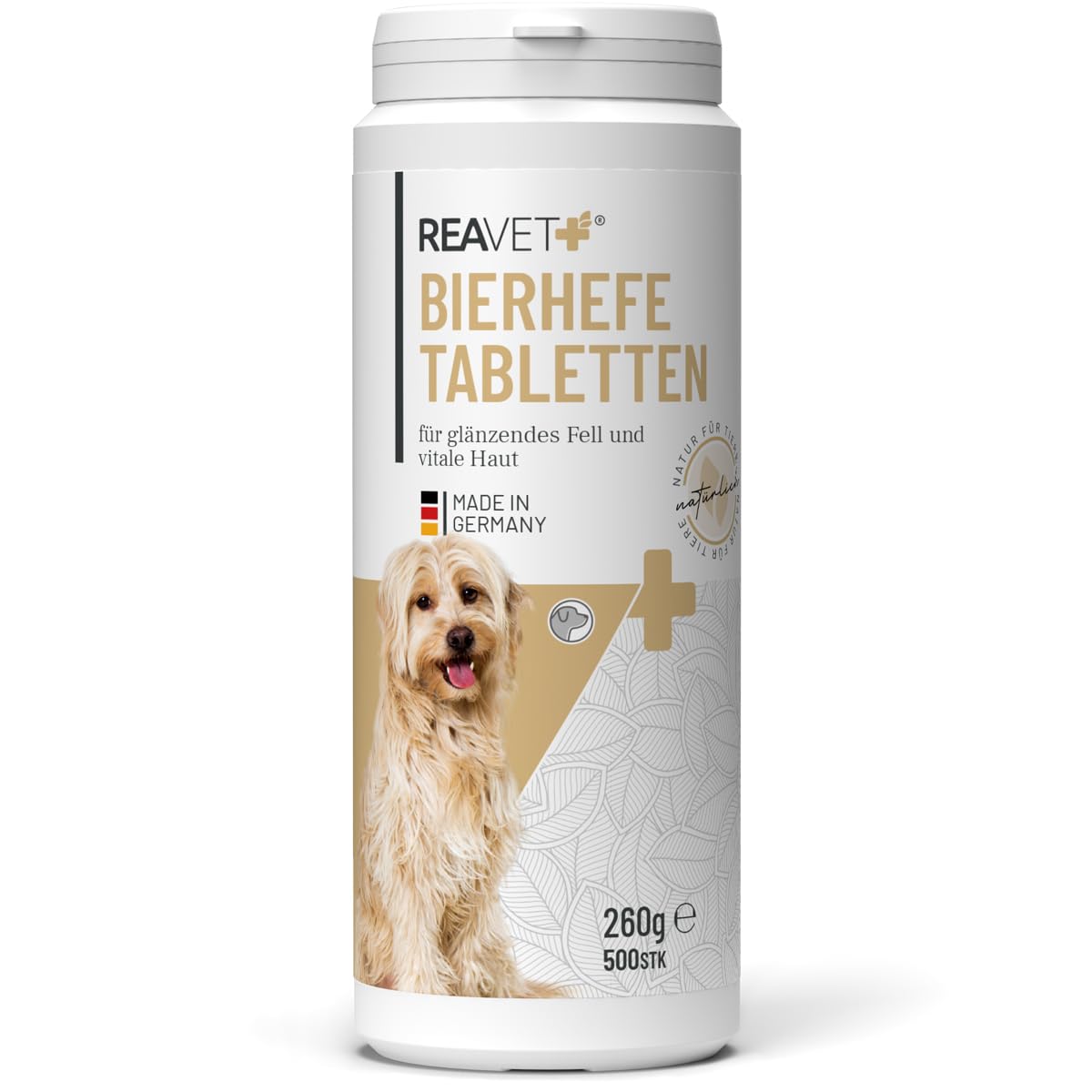 Comprimés de levure de bière ReaVET pour Chiens, 500 pièces - entièrement naturels, de qualité supérieure, pour Un Pelage Brillant et Fort + Une Peau Vitale