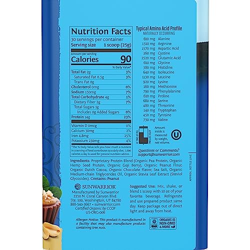 Image of Organic Plant Based Protein Powder | Vegan Organic Protein Powder with BCAA Amino Acids & Hemp Seed Pea Blend | Non-GMO Soy Dairy Filler & Gluten Free (Chocolate Peanut Butter, 30 Servings)