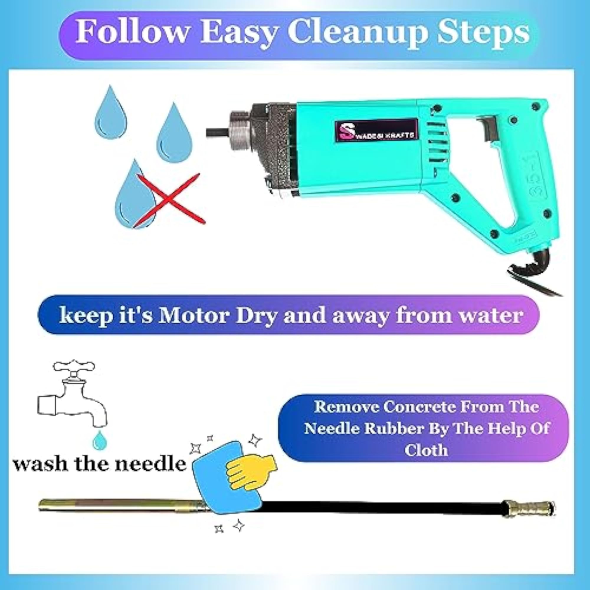 1250-WATT Concrete Vibrator Machine
