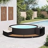 Générique Cadre de Spa Noir résine tressée et Bois d'acacia,Maison & Jardin,Piscine & Spa,...