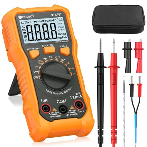 Neoteck 2000 Counts Digital Multimeter Voltmeter Tester with NCV, LCD for AC/DC Voltage&Current, Resistance, Capacitance, Live Wire, Frequency, Temperature, Duty Cycle, Continuity, Diode Measuring