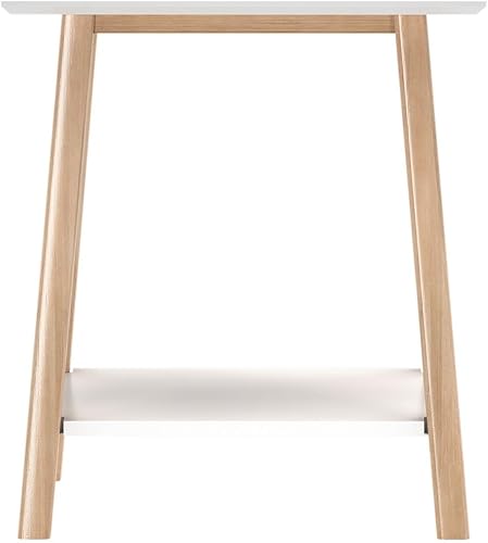 Miniatura 49 de Plank+Beam Mesa auxiliar de madera con almacenamiento, mesas auxiliares modernas de mediados de siglo para sala de estar, mesita de noche pequeña de