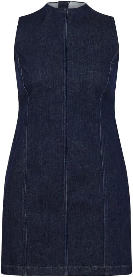 SPANX Women's Rawin Seamed Denim Mini Shift Dress (US, Alpha, Large, Regular, Regular, Blue) Clothing, Shoes & Accessories