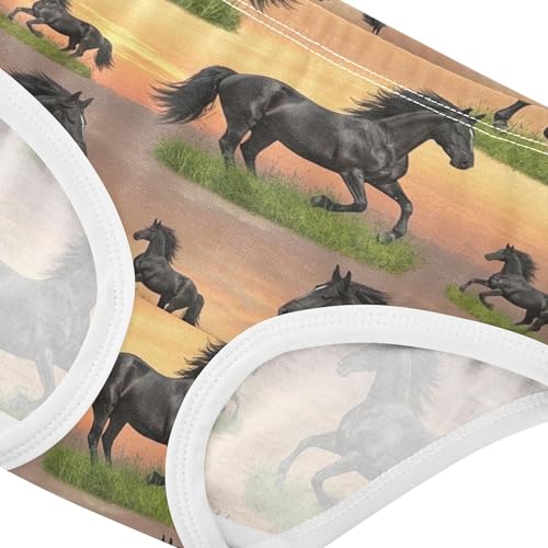 Cotton Toddler Underwear Floral Black Horses Grass Sunset Panties Little Girl Colorful Briefs Undies Kids 2t4