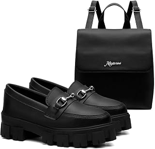 Kit Mocassim Oxford Feminino Tratorado Com Mochila Blogueira