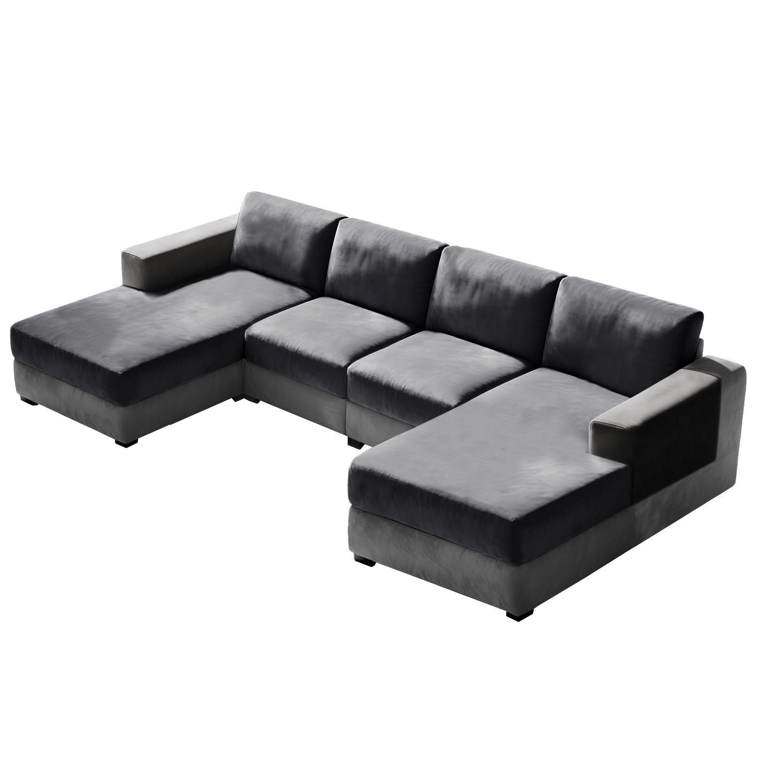 Photo 1 of 10 Pieces Sofa Cushion Covers for U-Shaped Modular Sectional Couch with 4 Seat+4 Back+2 Arms, Stretch Velvet Upholstered Covers for Sofa Bed with Deep Double Chaise (Grey,Universal (10 Pieces))
