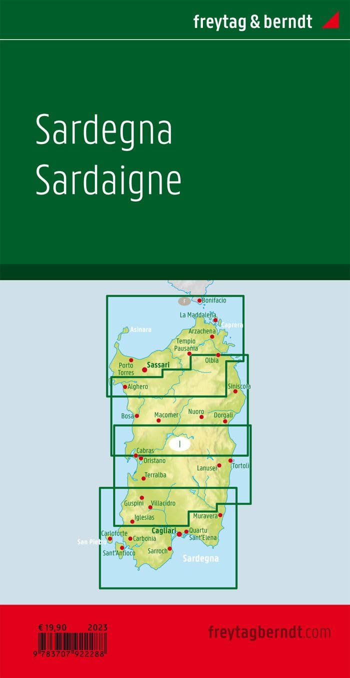 freytag & berndt Straßenkarte Sardinien Set 1:150.000: 2 Blätter in Kunststoff-Hülle mit Infoguide und Top Tips, Radrouten