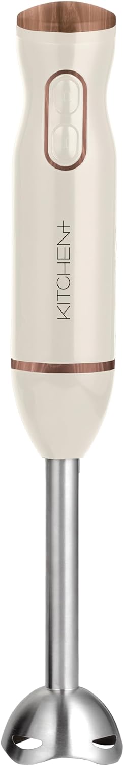 Living+ Immersion Blender Corded Hand Blender, Electric Mixer Handheld with 2 Speeds, Stainless Steel Blade, Easy-Clean Detachable Rod, Ergonomic Design, Smoothie Blender, 260W, Cream