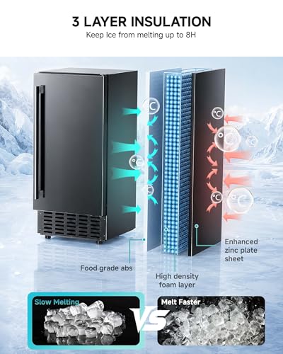 Image of EUHOMY Under Counter Nugget Ice Maker Machine, 70Lbs /Day, Bulit-in Freestanding Ice Maker with Double Ice Baskets, Self-Cleaning & 24H Timer Ice Machine, for Home Use(Black)