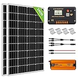 solarmodul 240 watt [120W Solarmodul erhöht den Wirkungsgrad um 20%, um Ladezeit zu sparen]: Gleiche Größe wie 100W Solarmodul auf dem Markt, wandelt jedoch 20% mehr Strom im Vergleich zum 100W Solarmodul um. Korrosionsbeständiger Aluminiumrahmen für den längeren Einsatz im Freien, der eine jahrzehntelange Lebensdauer der Paneele sowie starken Winden (2400 Pa) und Schneelasten (5400 Pa) standhält.