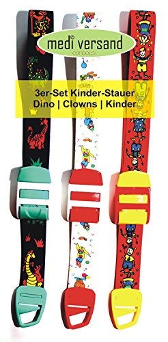 Profi-Stauschlauch - Venenstauer - Bundle 3 Stück Kindermotive Dino, Clown weiß und rot