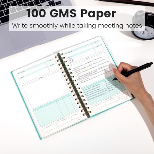 Meeting Notebook for Work with Action Items 5.5×8.5 Hardcover Spiral Meeting Planner for Office Business Meeting Work Notes Notebooks for Note Taking Professional Meeting Notebooks for Men Women,Black — view 6