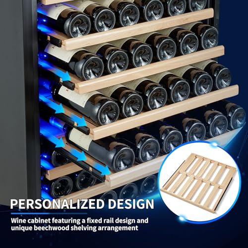 Image of 200 Bottle Dual Zone Wine Fridge - 24 Inch Large Capacity Wine Cooler Refrigerator Freestanding /Built-In with Upgraded Compressor, Low-Noise Wine Cellar & Intelligent Temperature Control - Black
