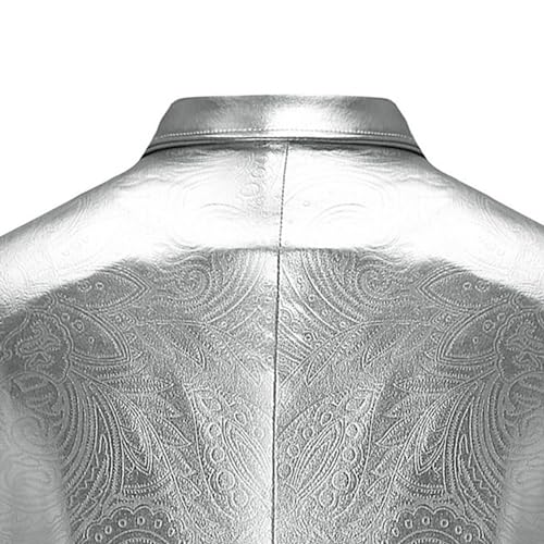 Men's Metallic Shinny Tuxedo Jacket Solid Floral Slim Fit Single Breasted Blazer Jacket for Prom Party4