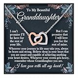 To My Granddaughter Necklace, Granddaughter Gifts From Grandma and Granddaughter Birthday Message Card Necklace From Grandmother or Grandpa Jewelry Charm Present with Message Card and Gift Box