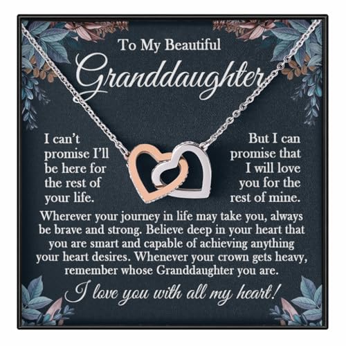 To My Granddaughter Necklace, Granddaughter Gifts From Grandma and Granddaughter Birthday Message Card Necklace From Grandmother or Grandpa Jewelry Charm Present with Message Card and Gift Box