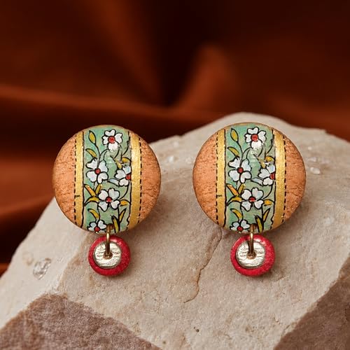Image of Handcrafted Artistic & Tribal Earrings Collection for Women - Bohemian, Floral, Wooden & Ethnic Statement and Stud Designs