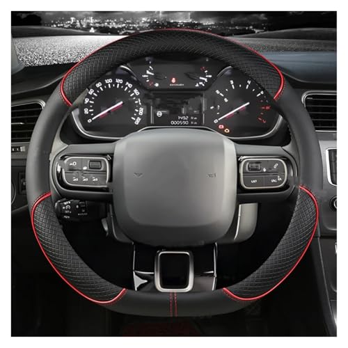 YSQOJF Funda Volante Coche Funda De Volante Tipo D para Citroen C3 II III 2009-2020 C3 para Aircross 2017-2021 para Berlingo 3 C4 para Picasso 2 Volante Cuero(Rojo)
