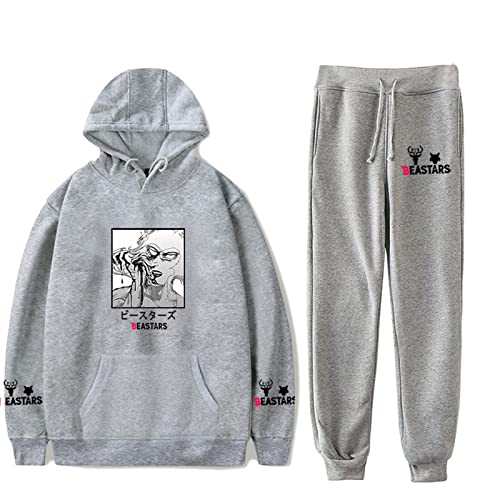 Sudadera Beastars Unisex y Pantalones Joggers Conjunto de Dos Piezas Legoshi Printed Harajuku Conjunto Informal