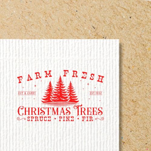 Rustic Christmas Trees Rubber Stamp (Standard 1-5/8" Square) for DIY