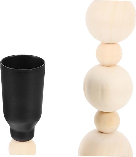 Miniatura 3 de PRETYZOOM Portavelas resistentes con cuentas de hierro y madera, perfectos para centros de mesa estilo vintage