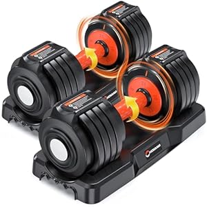 Adjustable Dumbbells Set, 25lbs/55lbs Dumbbell with Anti-Slip Handle, Quick Adjust 5-in-1 Weights Set, Compact Home Gym Workout Equipment for Men Women Exercise & Fitness