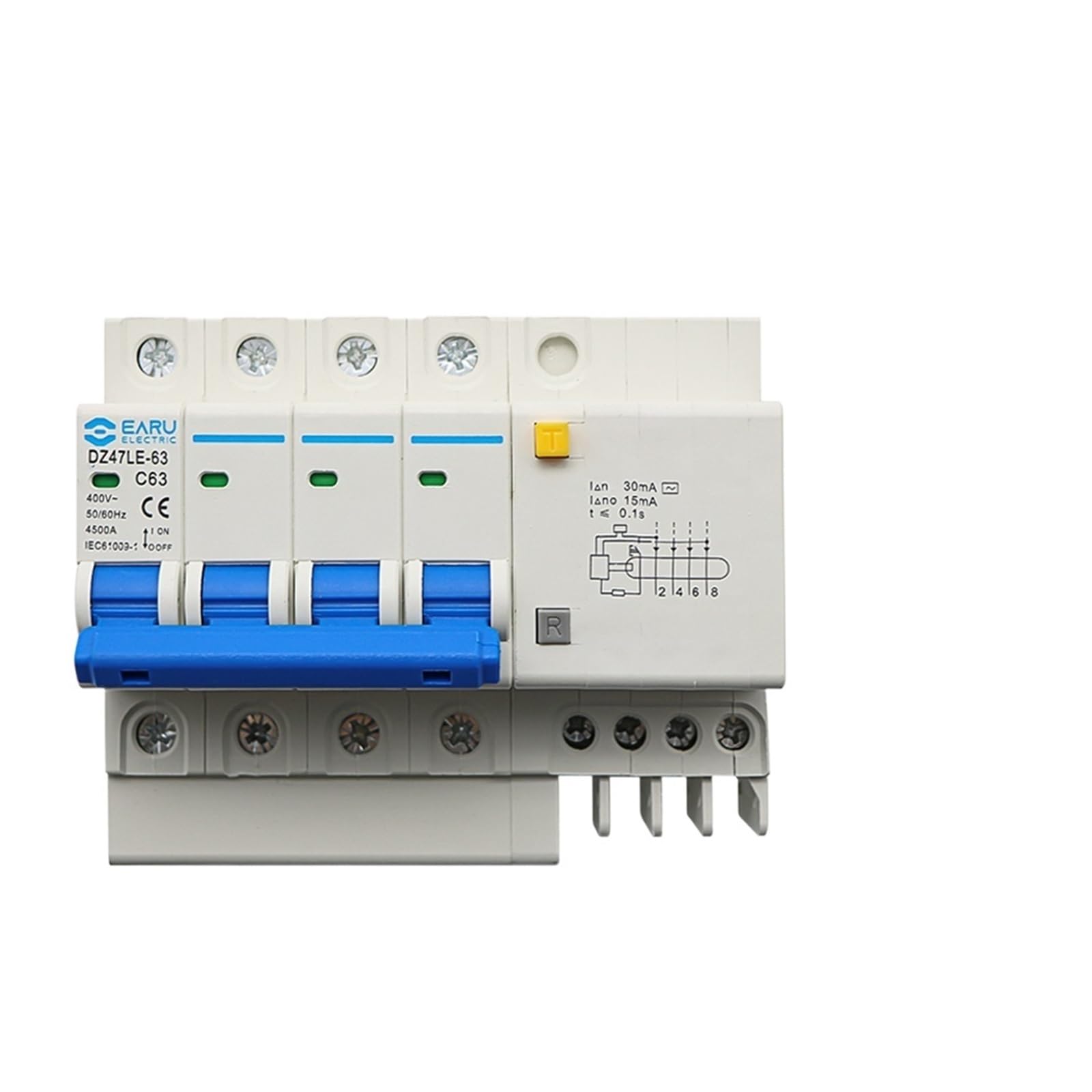 Interruptor diferencial 4P 20A DZ47LE-63 AC400V para cuadro eléctrico principal