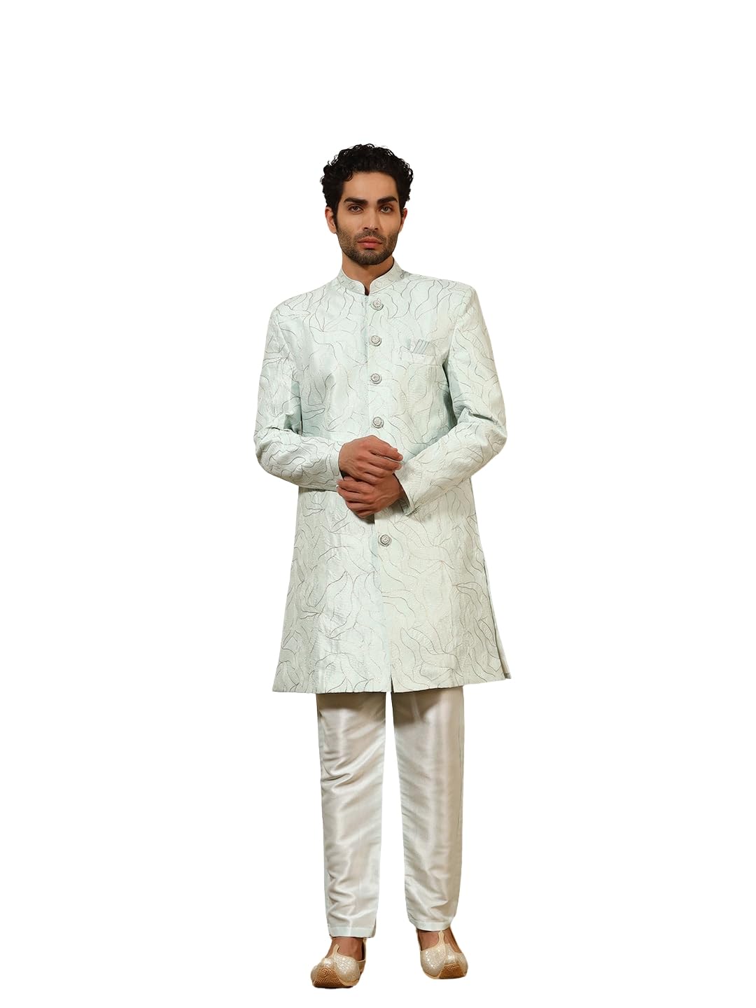 Photo 1 of Pro-Ethic Style Developer Cotton Silk Indo-Western Set - Firozi, Medium