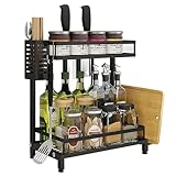 EZGETOP Gewürzregal Edelstahl, Verstellbare 4 Beinlänge, Küchenarbeitsplatte Organizer, Robust und Langlebig, Maximieren Küchenraum, Einfach zu Montieren (2 Etage)