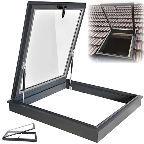 Ventana de tragaluz para techo plano inclinado, vidrio templado de doble capa y marco de aluminio, solución ideal para garaje, sótano, loft y habitaciones oscuras.