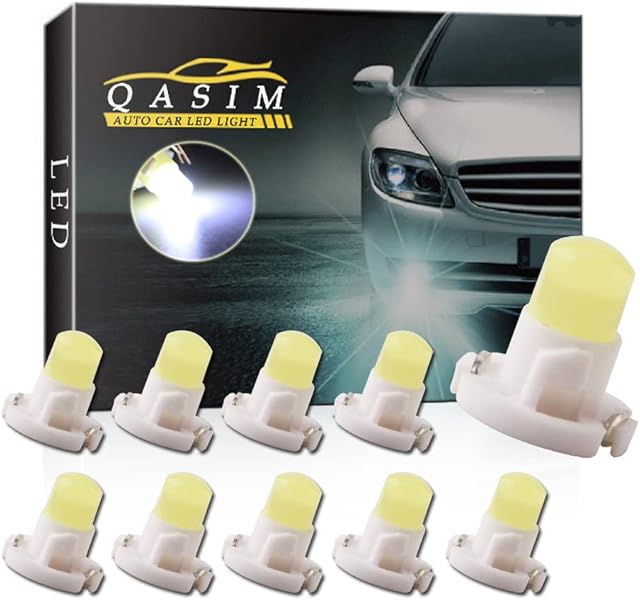 Qasim 10x T4.2 LED Bulbs COB 1SMD White for Auto Dashboard Instrument Speedometer Gauge Instrument Panel Light DC12V