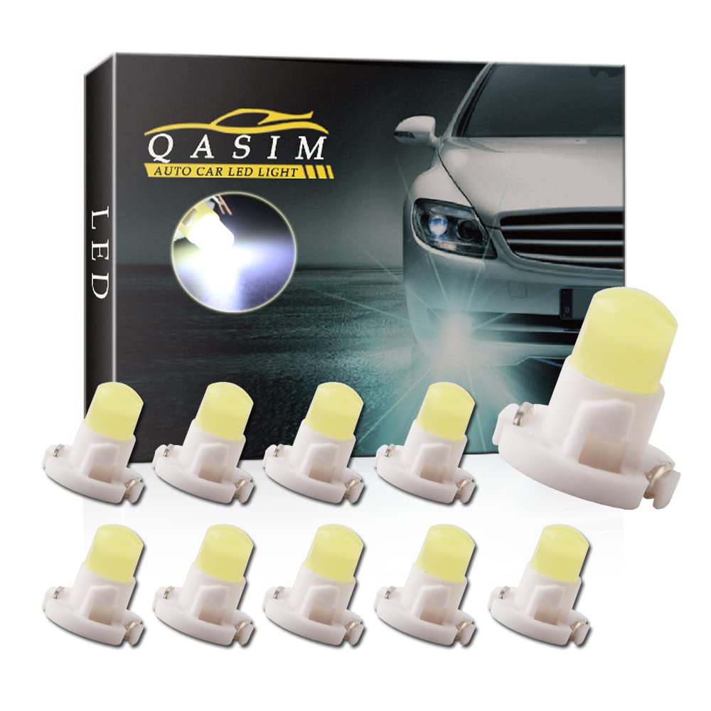 Qasim 10x T4.2 LED Bulbs COB 1SMD White for Auto Dashboard Instrument Speedometer Gauge Instrument Panel Light DC12V