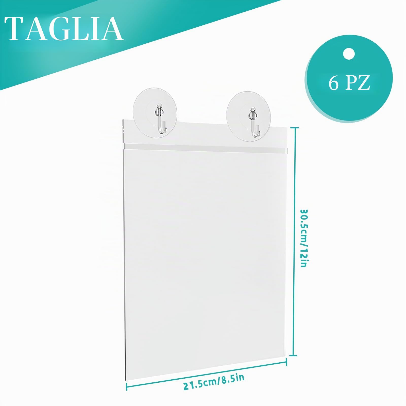 Cuyacili 6 pezzi Porta cartelli in Plastica da Parete con Ventosa 30,5x21,5 cm Portaposter A4 da parete Supporti per display in trasparente per finestra