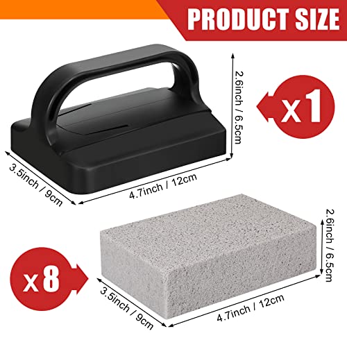 Dunzy 8 Pcs Pumice Stones Scrubbing Grill Griddle Cleaning Brick Block Grill Cleaning Stone Griddle Scrubber Cleaner With Handle For Outdoor Bbq Flat Top Cookers Oven Removing Greases Stains #TOP1