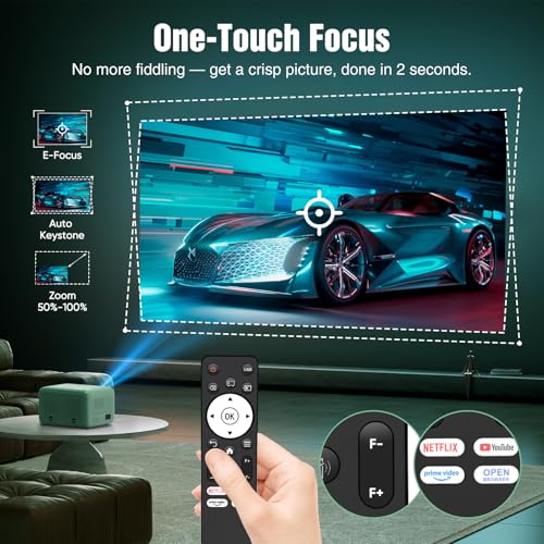 Image of TMY 4K Projector with WiFi Bluetooth, Compatible with Netflix /Prime Video /YouTube, Outdoor Portable Home Theater Movie Projector, Smart Projector for Indoor Outdoor Movies, Gaming and Camping (Green)