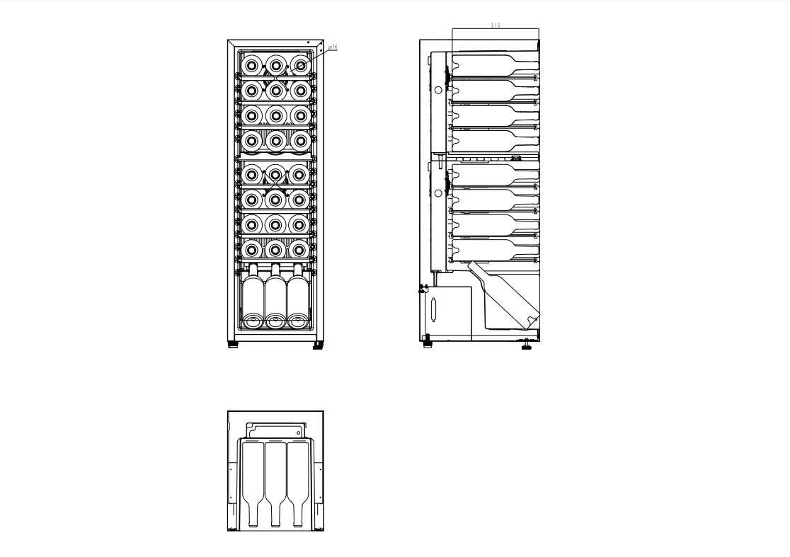 CAVIN Freistehender Weinkühlschrank - Northern Collection 27 Black, Kompressorkühlung, 27 Flaschen, 2 Temperaturzonen, Zwei Zonen 5 bis 18°C, Holzregalböden, Glastür mit UV-Schutz, Schwarz