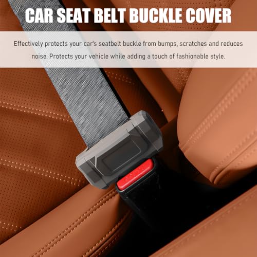 ZNDAW 2 PCS Car Seat Belt Buckle Covers, Anti-Scratch Silicone Safety Belt Clip Buckle Protector, Vehicle Interior Seatbelt Buckle Guard Protective Sleeve for Cars Vans Trucks (Gray) - Thumbnail 6