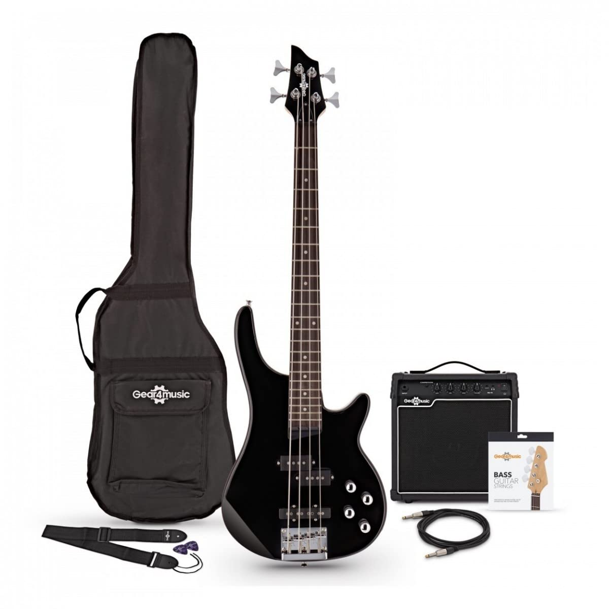3/4 Größe Bassgitarre Chicago von Gear4music mit 15W Verstärker