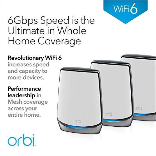 Image of Netgear - Orbi AX6000 Tri-Band Mesh WiFi System (3-Pack) RBK853-100NAR (Renewed)