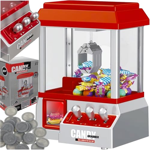 KRUZZEL Mini machine à griffes avec pièces à remplir soi-même, effet sonore, distributeur de bonbons pour enfants 24849