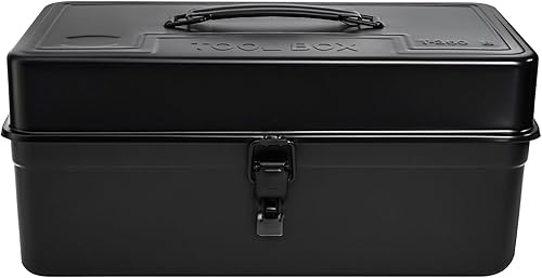 Miniatura 7 de Tosnail Caja de herramientas de metal, caja de herramientas vacía portátil de 14 pulgadas con asa, cierre de pestillo y bandeja de almacenamiento